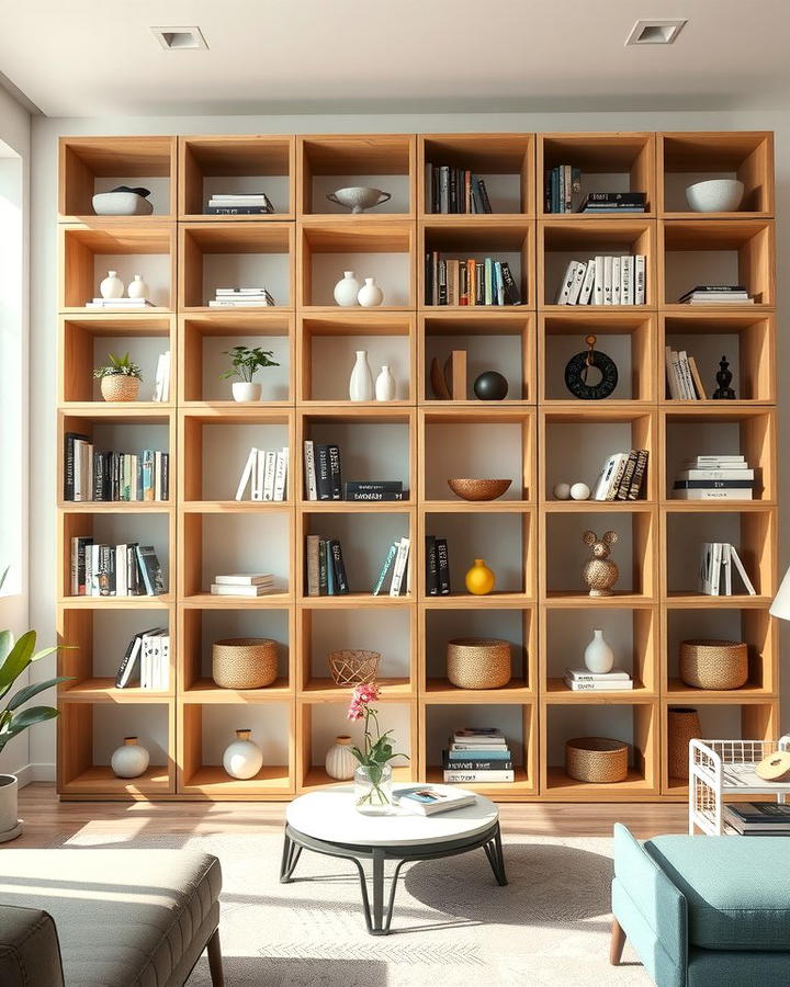 Cubic Shelving for a Geometric Touch - 30 Living Room Shelf Ideas