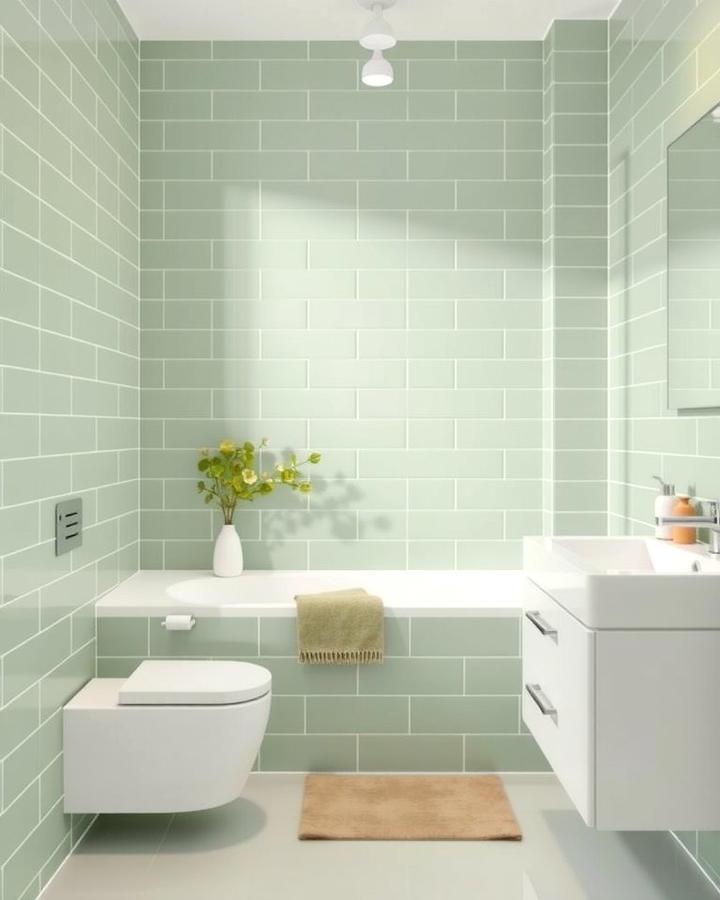 Cucumber Green Matte Tiles - 30 Green Bathroom Tile Ideas