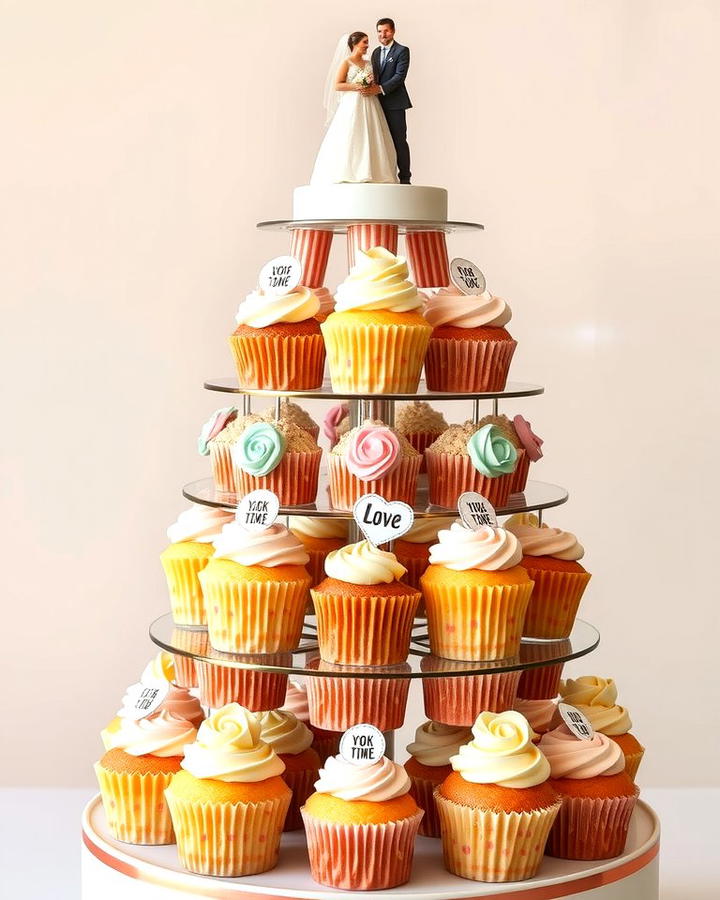 Cupcake Tower Cake - 25 Small Wedding Cake Ideas