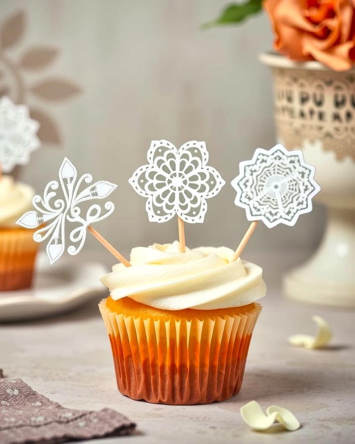 Cupcakes with Edible Lace Toppers - 30 Wedding Cupcake Ideas