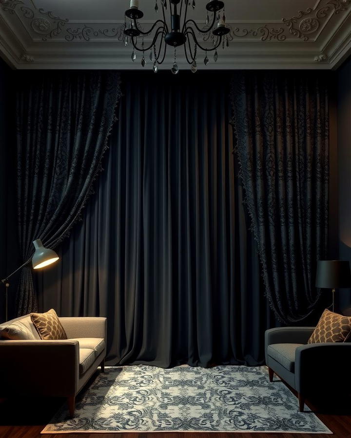 Curtains with Mystical Patterns - 30 Witchy Living Room Ideas