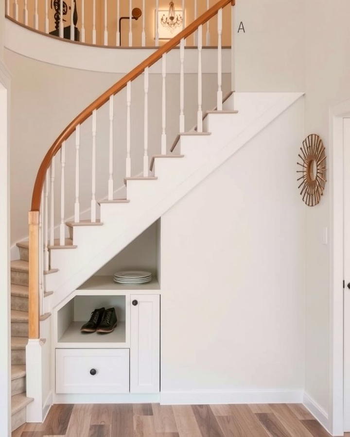 Curved Staircase with Under Stair Storage - 30 Curved Staircase Ideas