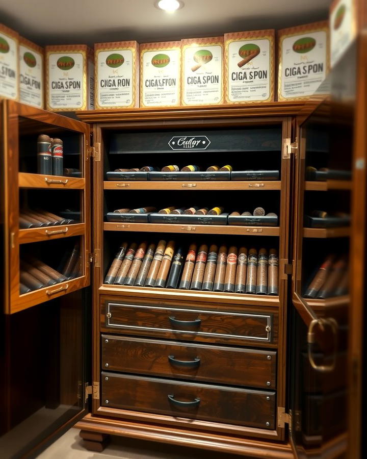 Custom Cigar Locker - 30 Cigar Room Ideas