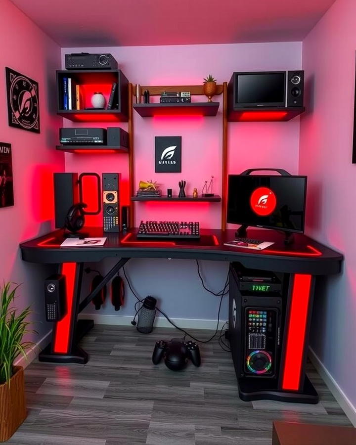 Custom Desk Setup - 25 Red and Black Gaming Setup Ideas