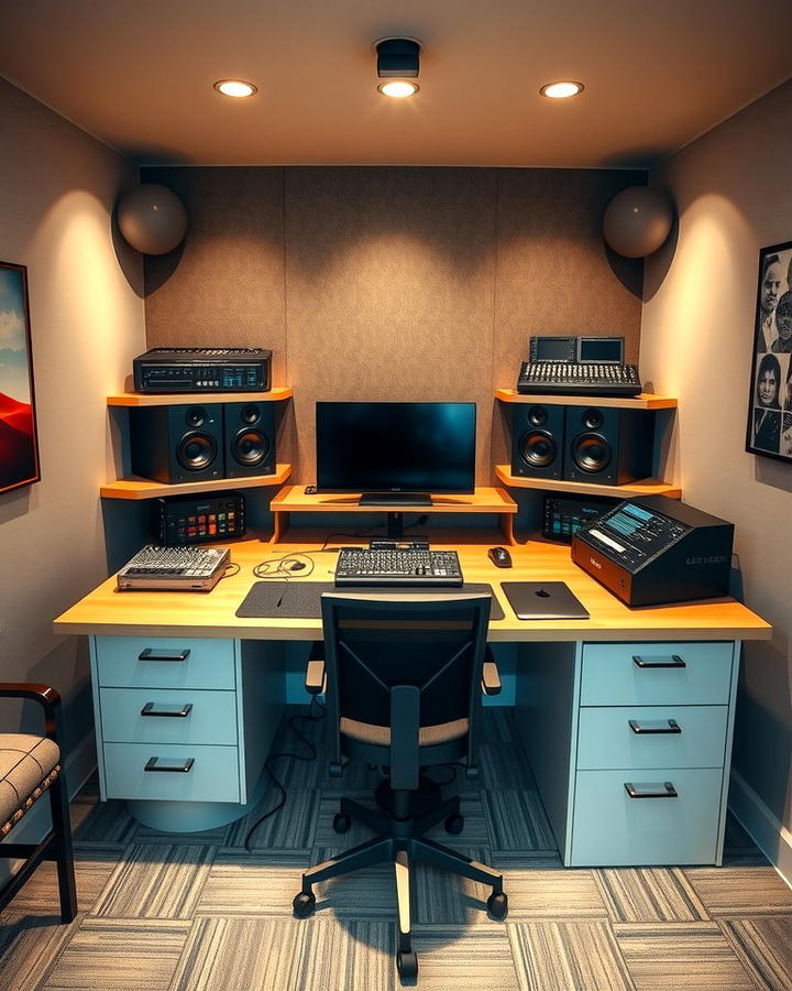 Custom Desk for Music Production - 25 Music Room Ideas