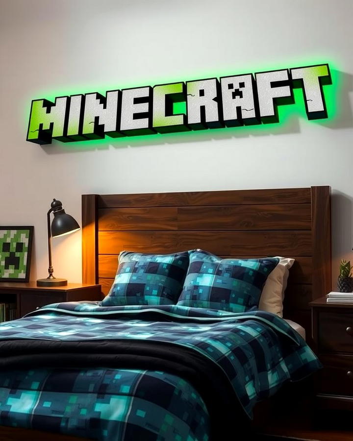 Custom Name Signs - 30 Minecraft Themed Bedroom Ideas