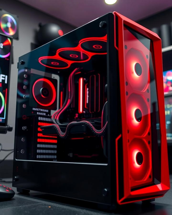 Custom PC Case - 25 Red and Black Gaming Setup Ideas