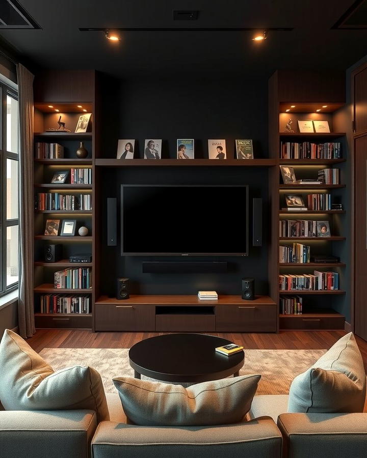 Custom Shelving for Displaying Collectibles - 30 Media Room Ideas