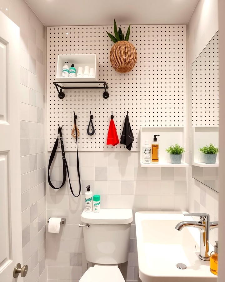 Customizable Pegboard for Organization - 25 Teen Bathroom Ideas