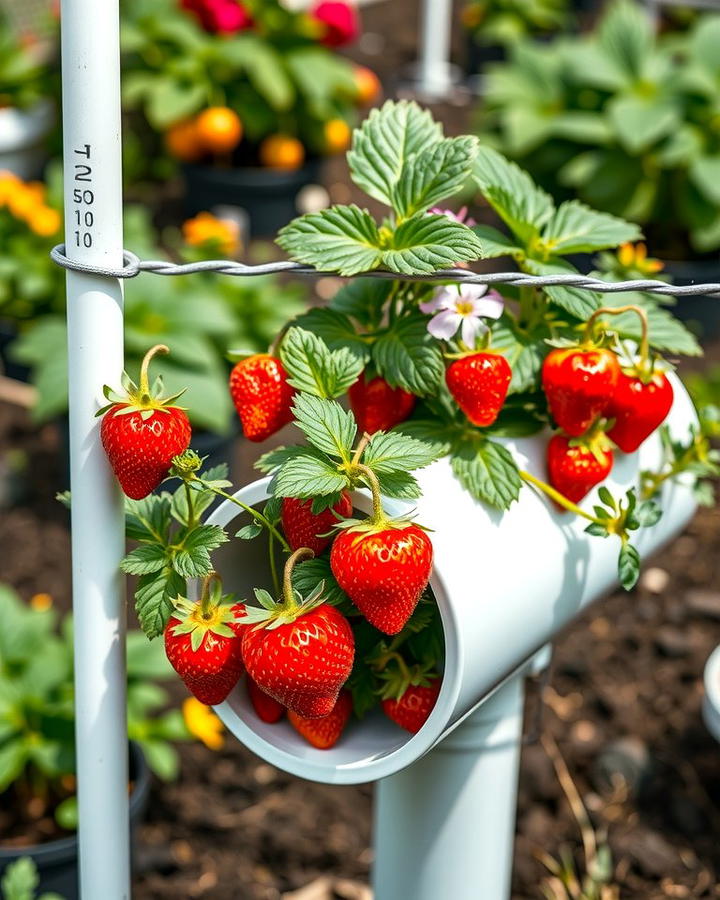 DIY PVC Pipe Strawberry Planters - 25 Strawberry Planter Ideas