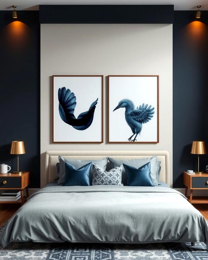 Dark Blue Art Pieces - 25 Moody Blue Bedroom Ideas