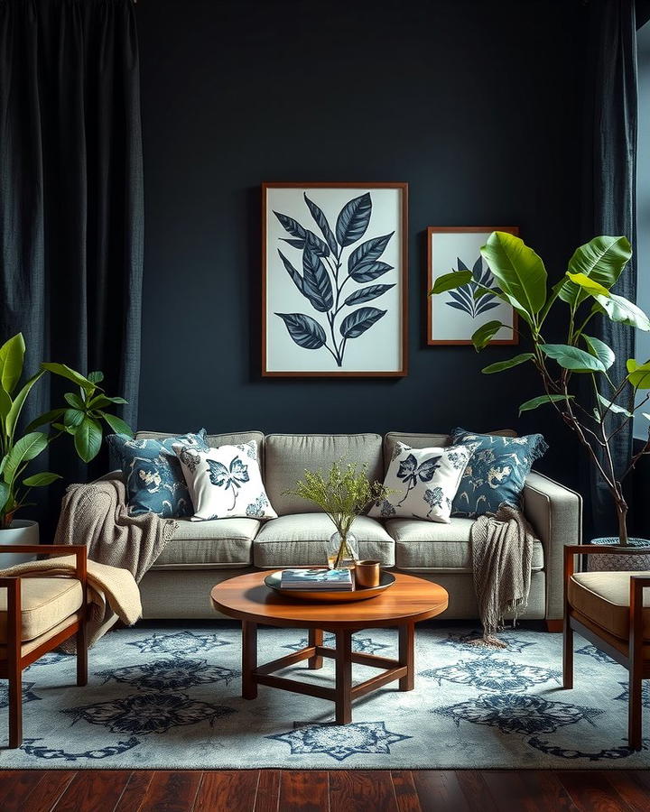 Dark Botanical Prints - 25 Moody Boho Living Room Ideas