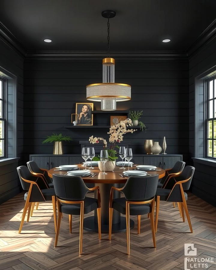 Dark Gray Shiplap for Sophistication - 25 Shiplap Dining Room Wall Ideas