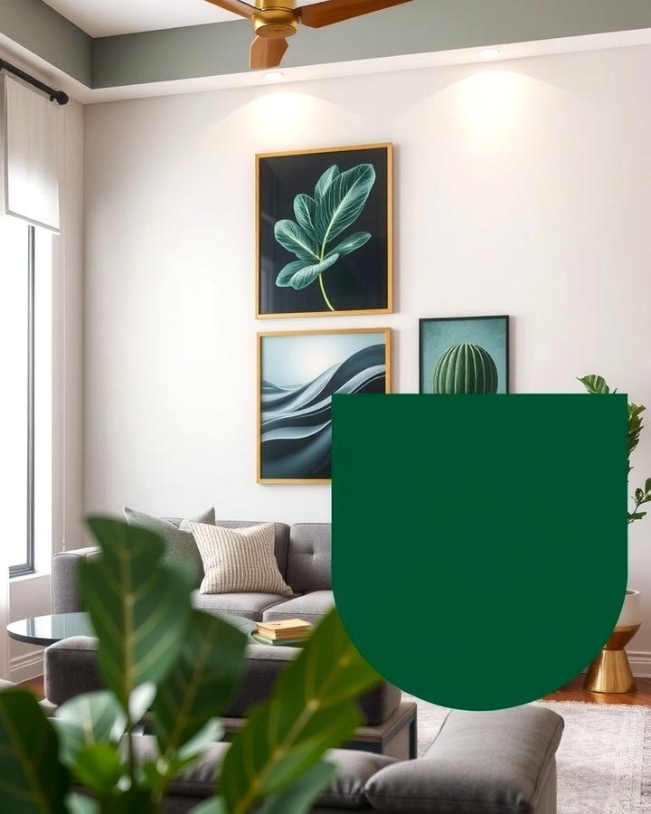 Dark Green Artwork - 30 Dark Green Living Room Ideas