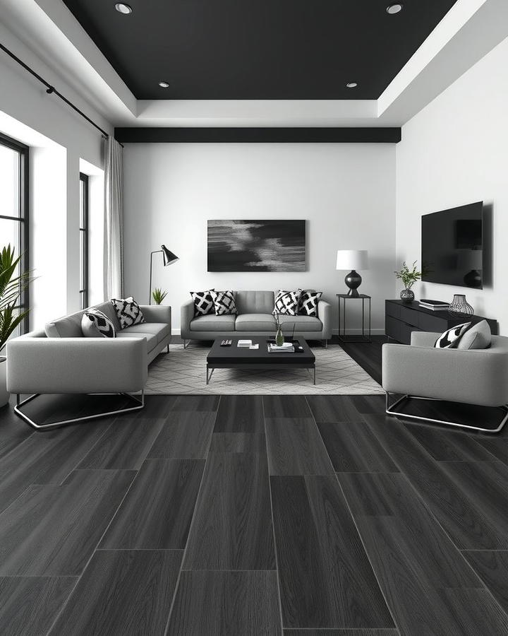 Dark Grey Flooring for a Sophisticated Touch - 30 grey flooring living room ideas