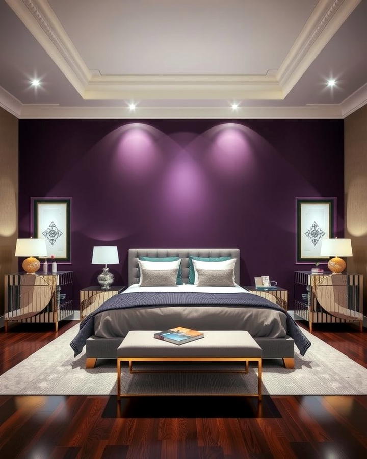 Dark Purple Accent Wall - 30 Dark Purple Bedroom Ideas