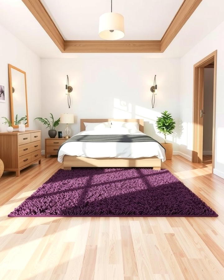 Dark Purple Area Rug for a Cozy Vibe - 30 Dark Purple Bedroom Ideas