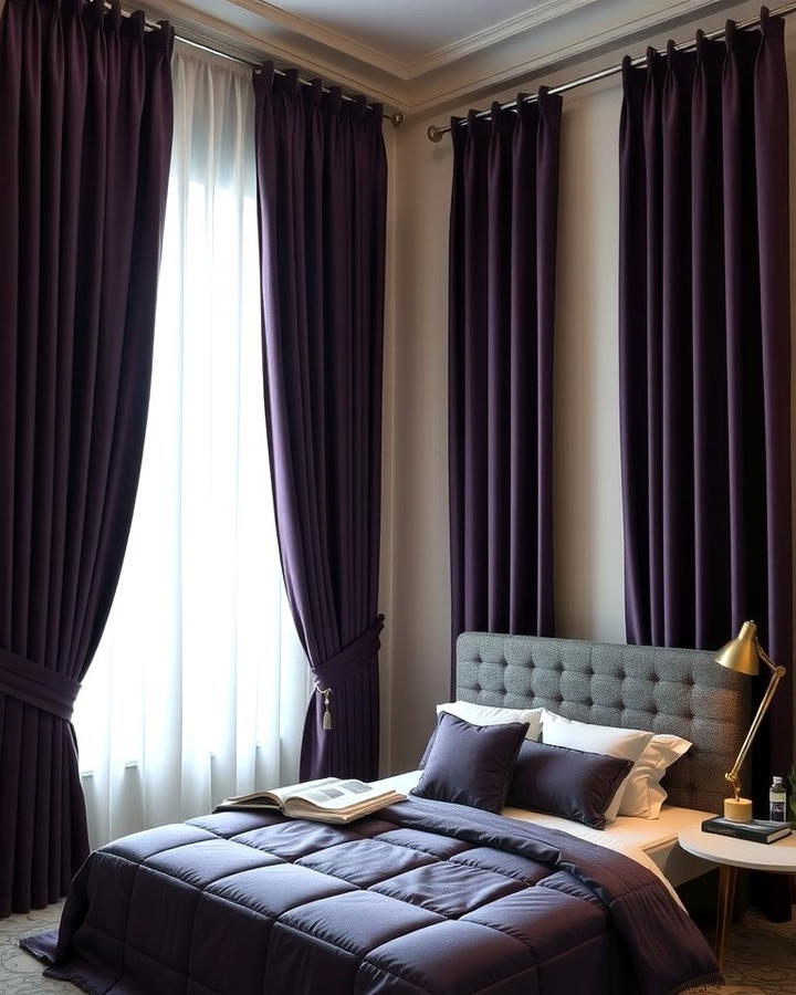 Dark Purple Curtains for a Dramatic Look - 30 Dark Purple Bedroom Ideas