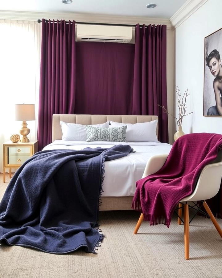 Dark Purple Throw Blankets as Accents - 30 Dark Purple Bedroom Ideas