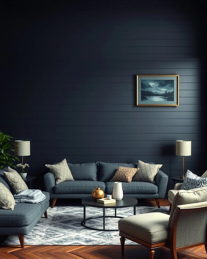 Dark Shiplap for a Moody Atmosphere - 25 Shiplap Living Room Ideas