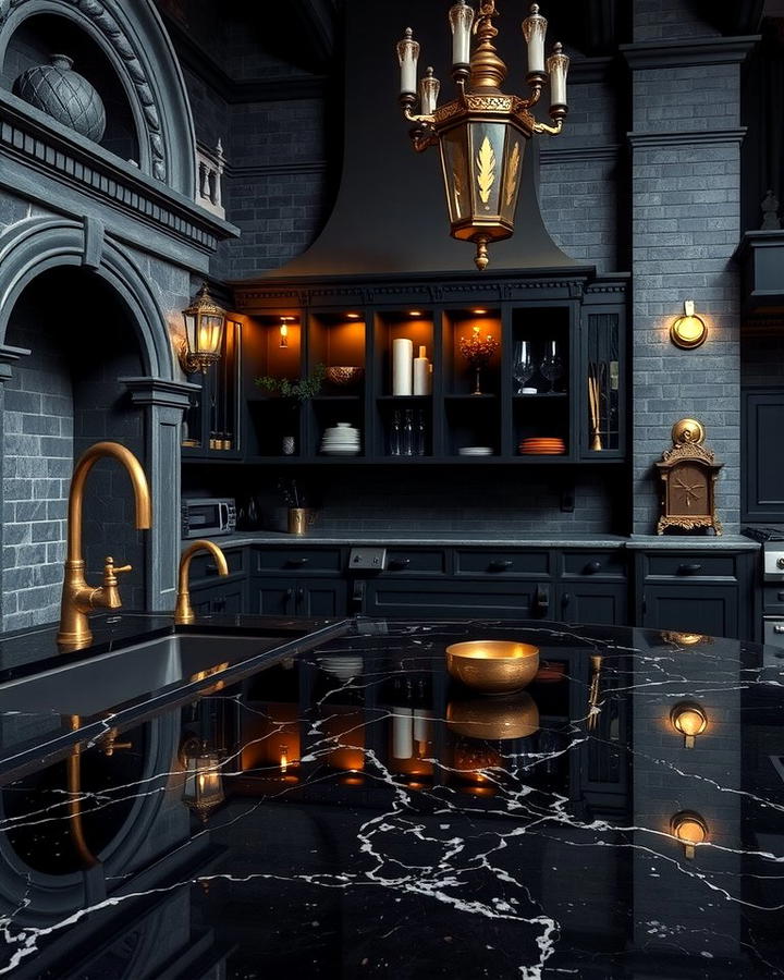 Dark Stone Countertops - 30 Gothic Kitchen Ideas