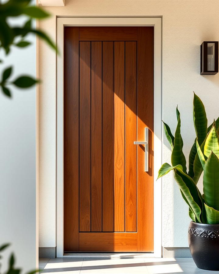 Dark Teak Sophistication - 25 Stained Front Door Ideas