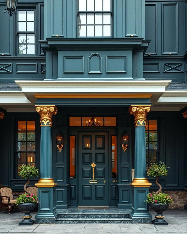 Dark Teal with Gold Accents - 25 Teal House Exterior Ideas