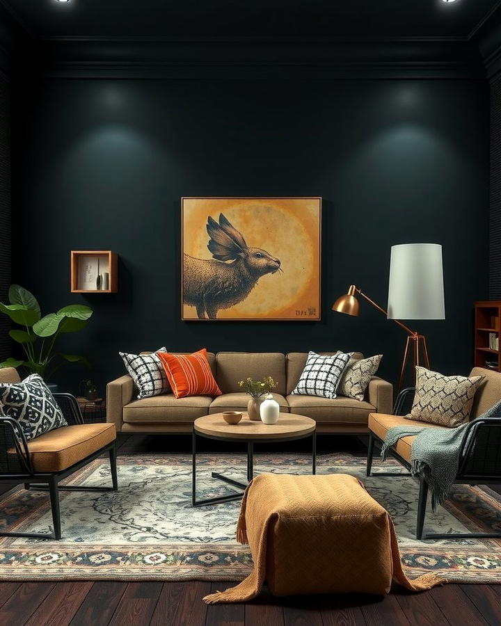 Dark Walls for Drama - 25 Moody Boho Living Room Ideas