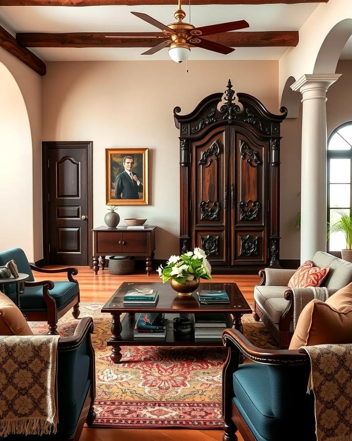 Dark Wood Furniture - 25 Spanish Style Living Room Ideas