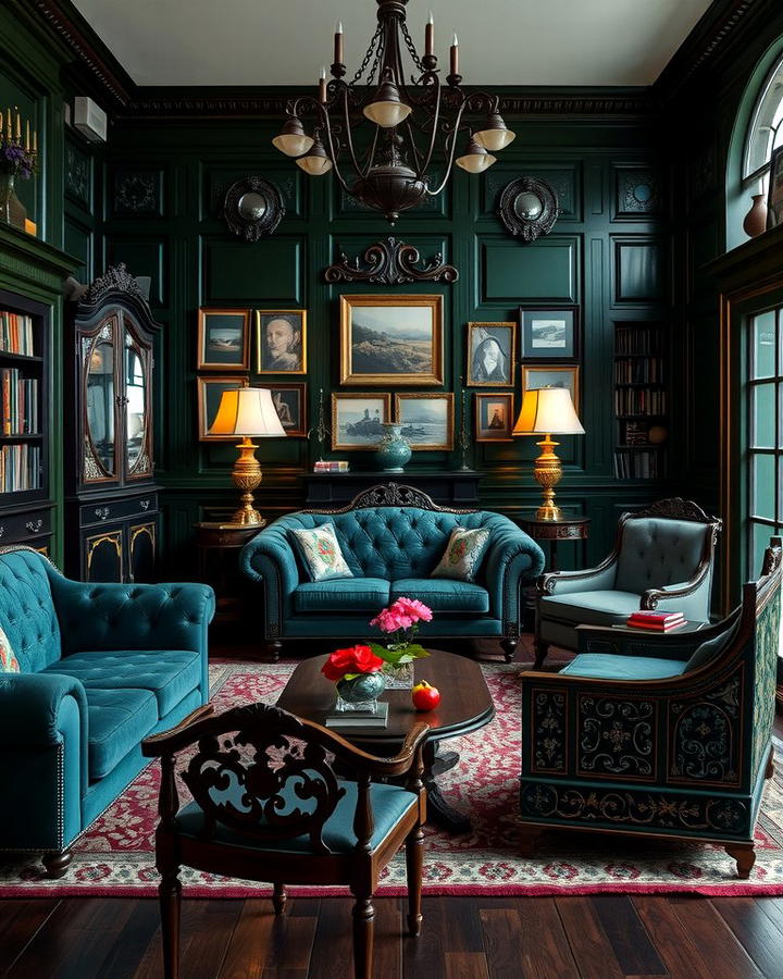 Dark Wood Furniture - 25 Victorian Dark Green Living Room Ideas