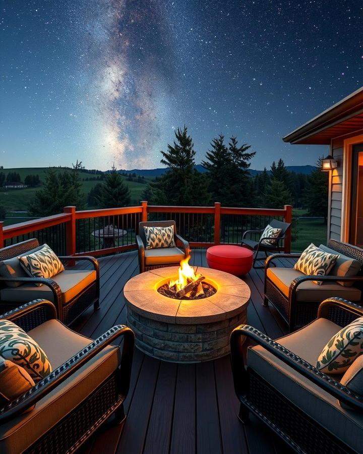 Deck with Fire Pit - 25 Mobile Home Deck Ideas