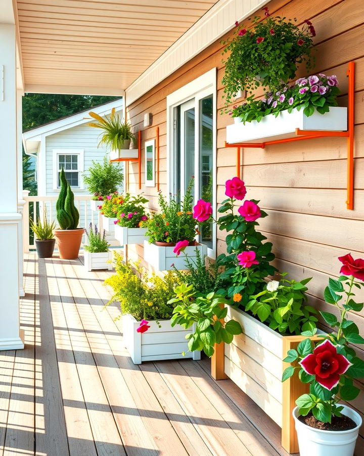 Deck with Planters - 25 Mobile Home Deck Ideas