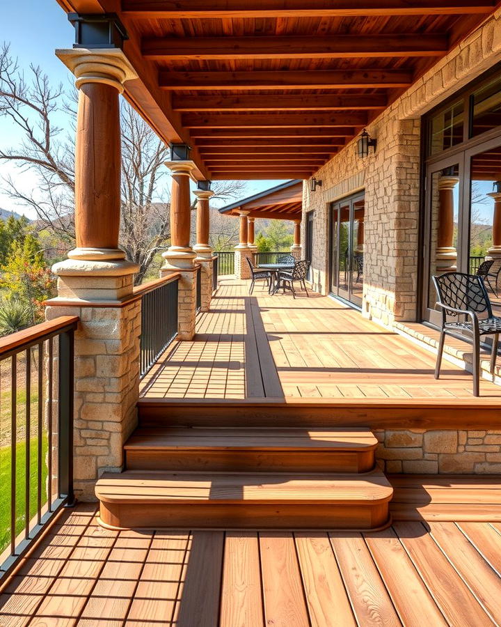 Deck with Stone Accents - 25 Mobile Home Deck Ideas