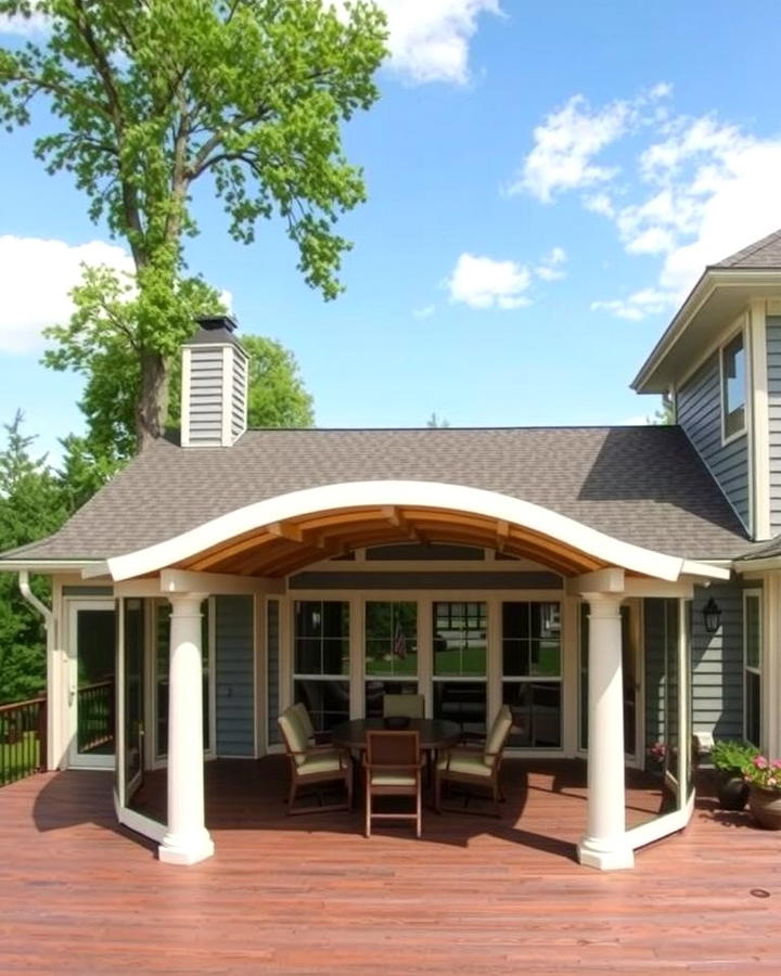 Deck with a Curved Roof - 30 Partially Covered Deck Ideas