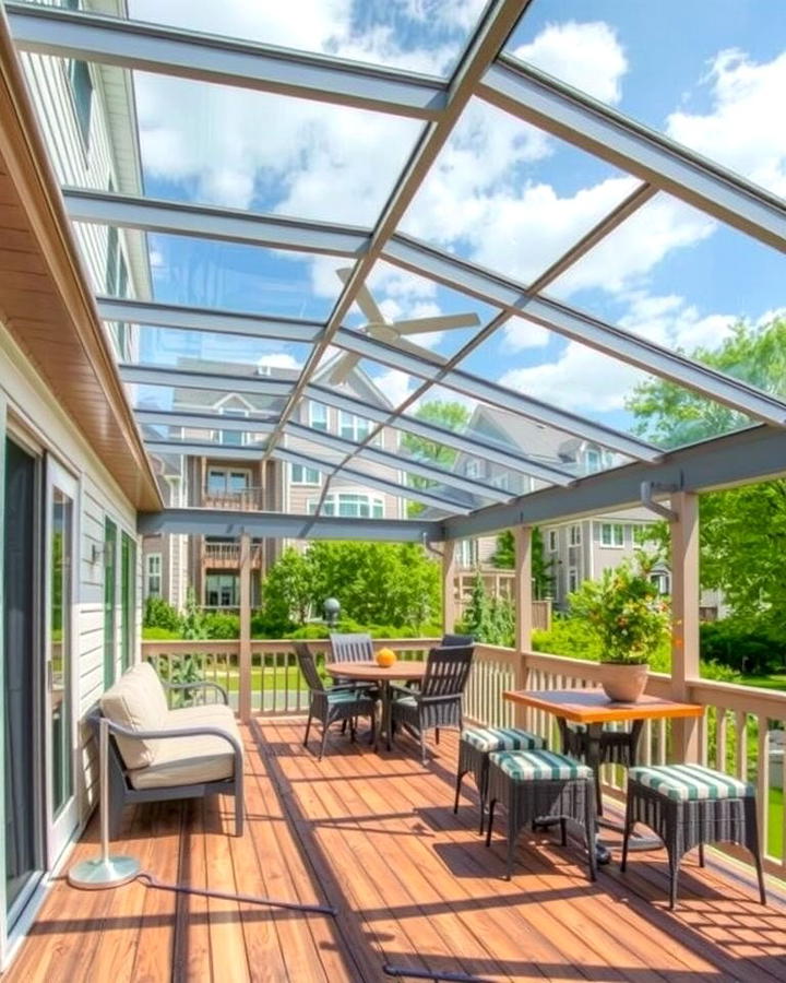 Deck with a Glass Roof - 30 Partially Covered Deck Ideas