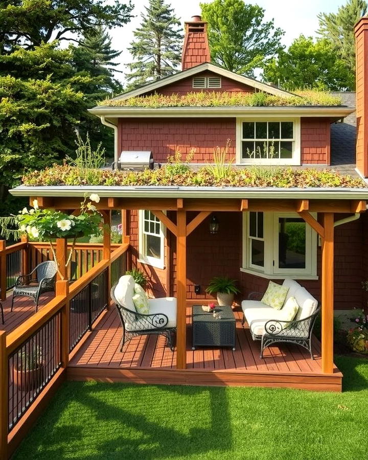 Deck with a Green Roof - 30 Partially Covered Deck Ideas