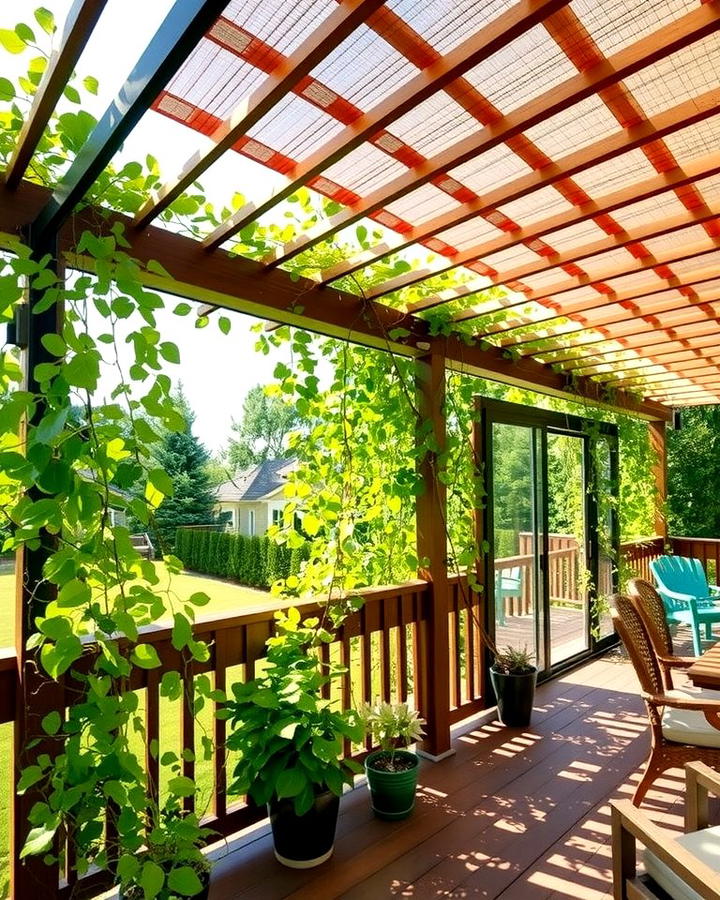 Deck with a Trellis and Climbing Plants - 30 Partially Covered Deck Ideas