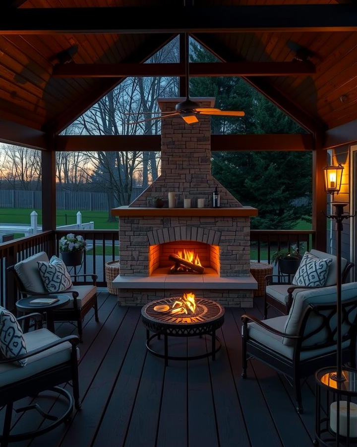 Decks with Outdoor Fireplaces - 25 Wood Deck Ideas