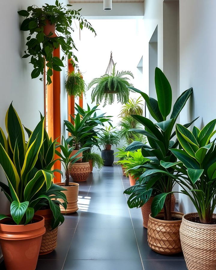 Decorate with Potted Plants - 30 Boho Hallway Ideas