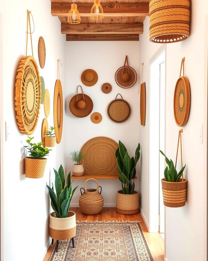 Decorate with Woven Baskets - 30 Boho Hallway Ideas