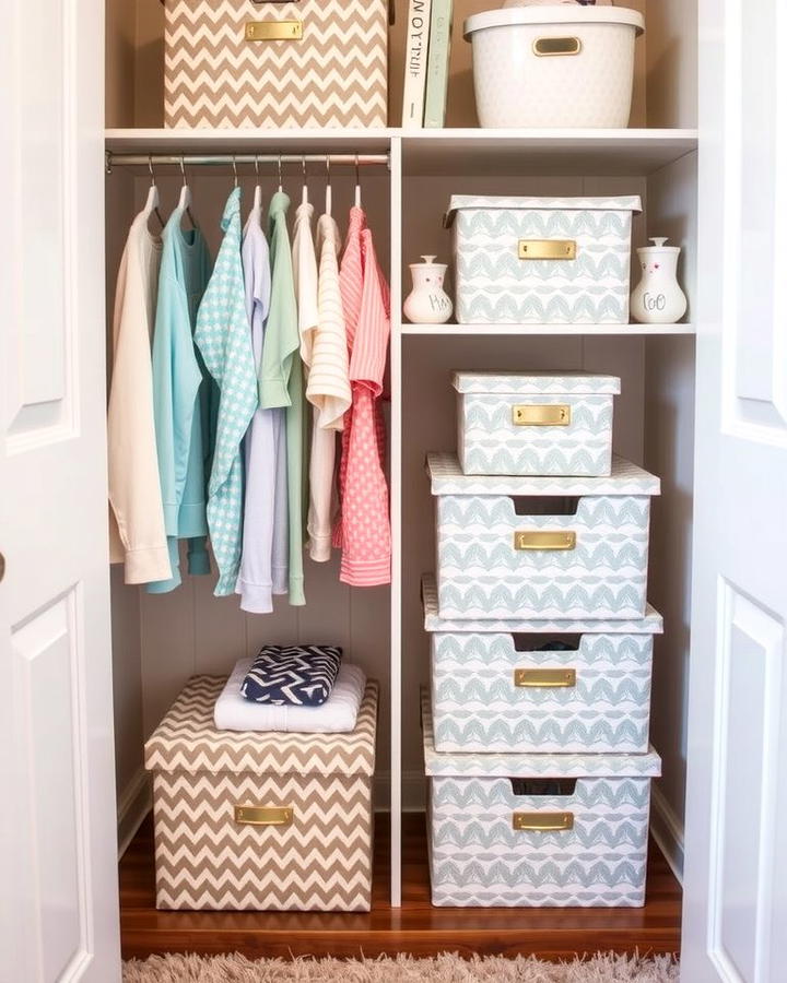 Decorative Boxes for Themed Storage - 25 Nursery Closet Ideas