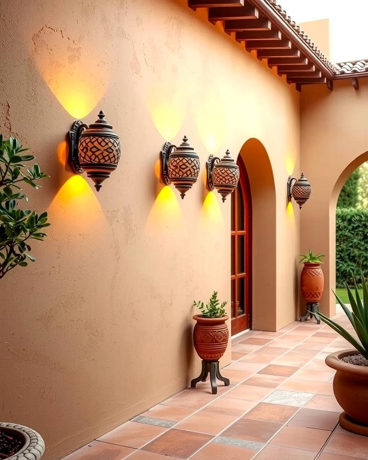 Decorative Clay Wall Sconces - 25 spanish style patio ideas