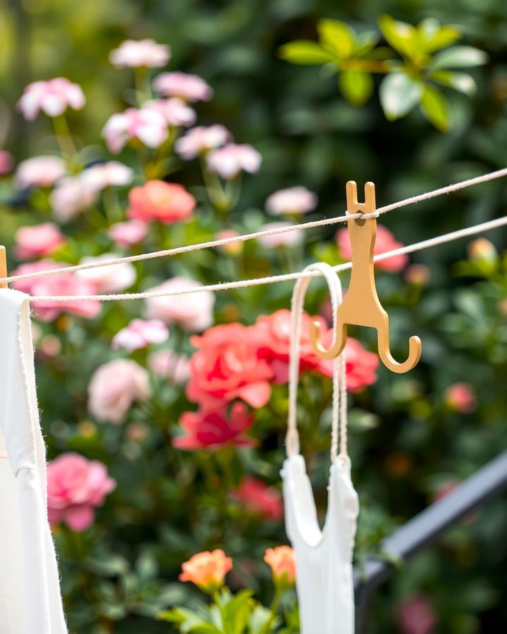 Decorative Clothesline with Hooks or Pegs - 25 Outdoor Clothesline Ideas