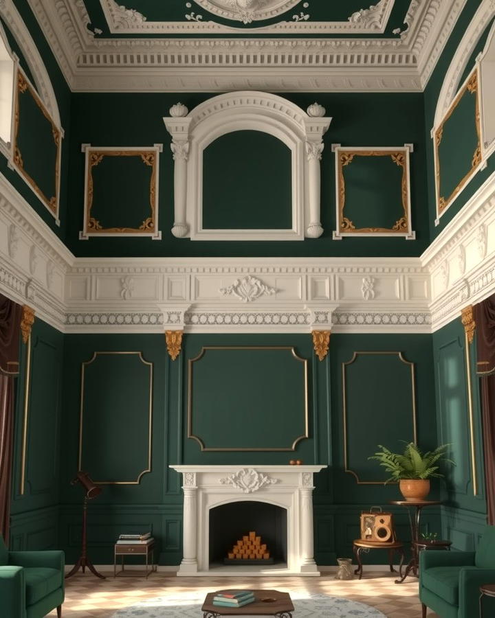 Decorative Crown Molding - 25 Victorian Dark Green Living Room Ideas