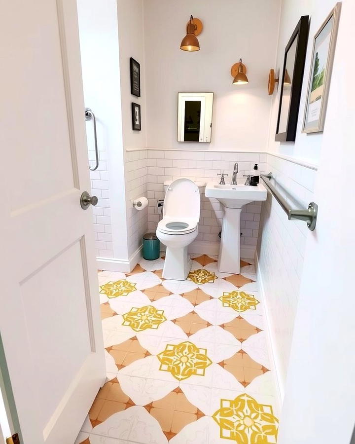 Decorative Floor Tiles - 25 Small Powder Room Ideas