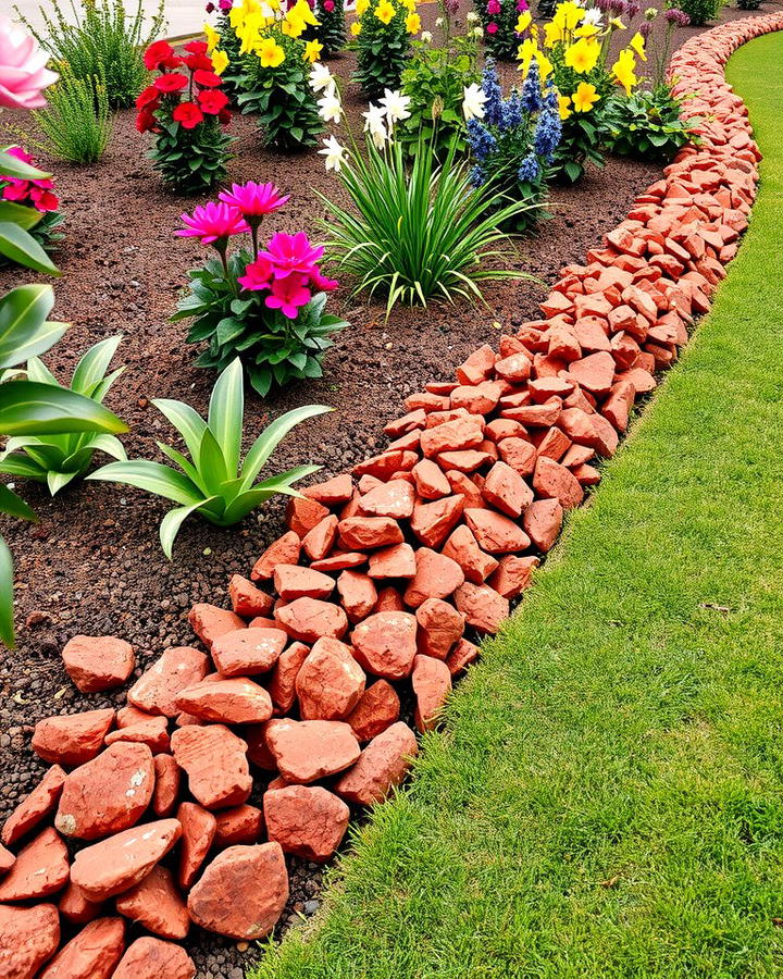 Decorative Garden Borders - 25 Red Lava Rock Landscaping Ideas