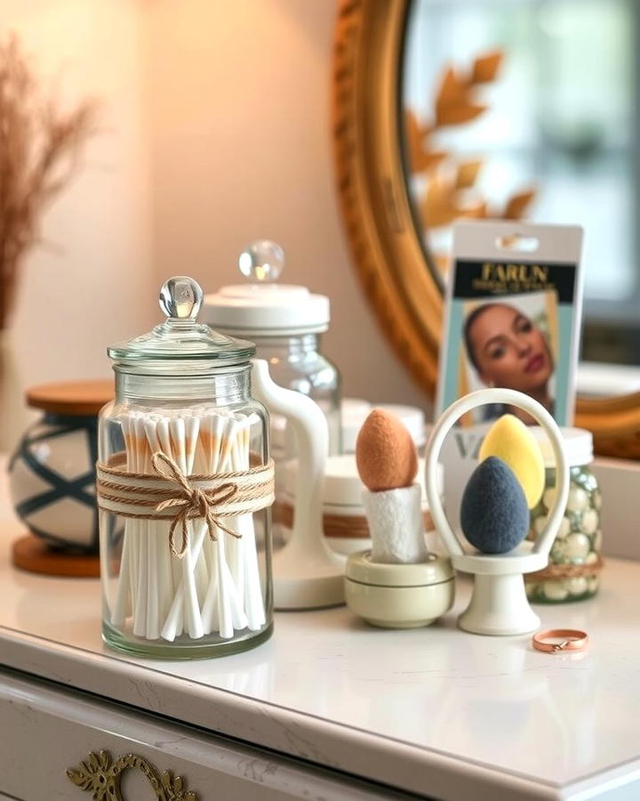 Decorative Jars for Small Essentials - 25 vanity organization ideas