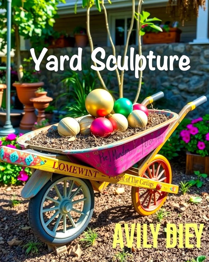 Decorative Yard Sculpture - 25 Old Wheelbarrow Ideas