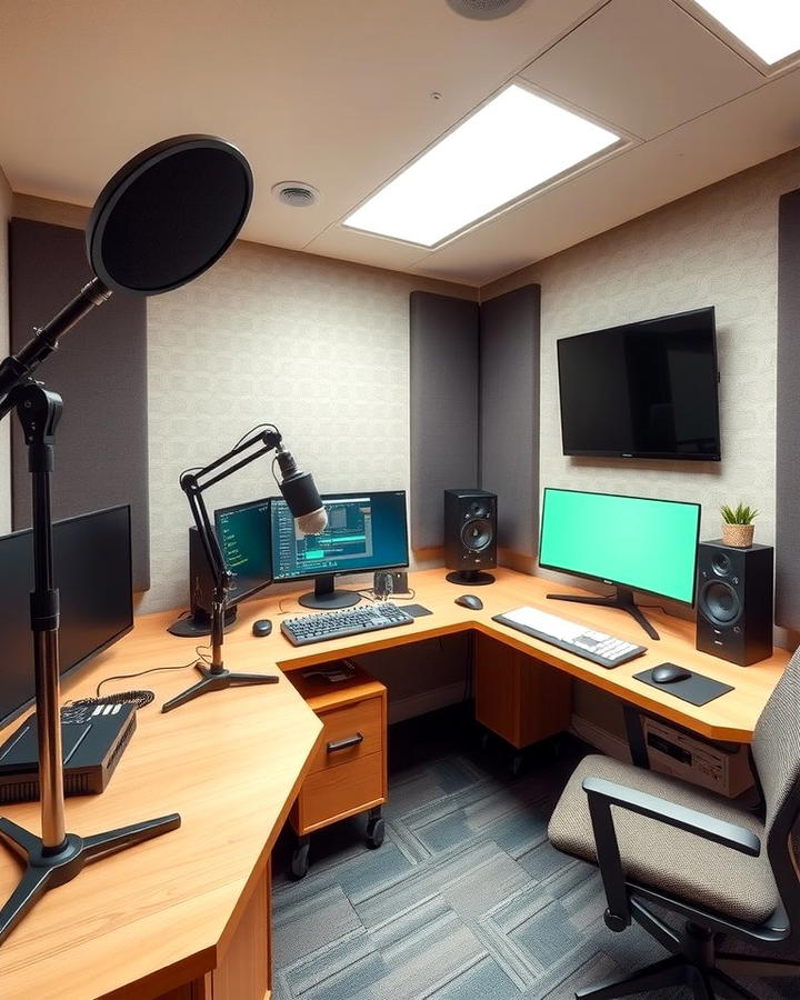 Dedicated Recording Desk 2 - 25 Podcast Room Ideas