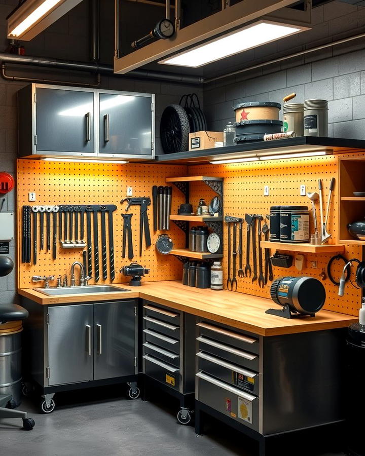 Dedicated Workbench Area - 25 Motorcycle Garage Ideas